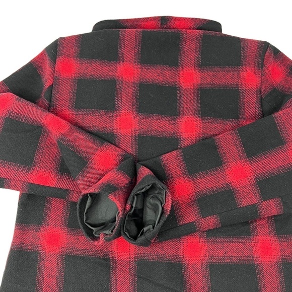 BB Dakota Lilymay Jacket Size XS Red Black Plaid Asymmetric Zip Wool Blend Boho - Picture 10 of 16
